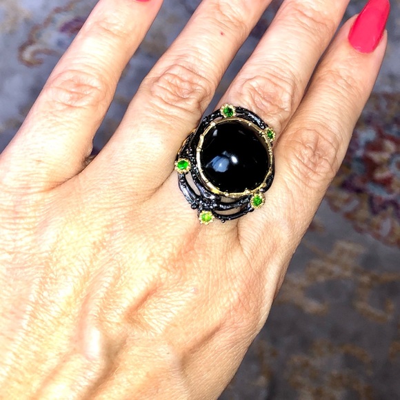 Genuine Tiger Eye Chrome Diopside Ring - Picture 7 of 8